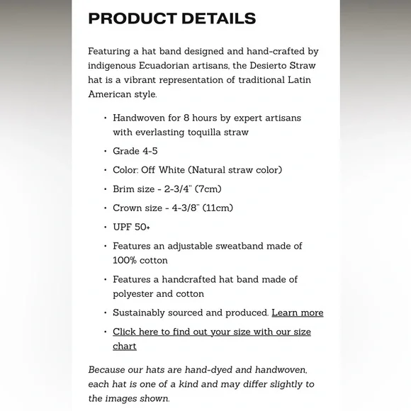 Elegancia Tropical Desierto Classic Panama Hat Handwoven NWT Unisex Sz L… - Picture 4 of 16